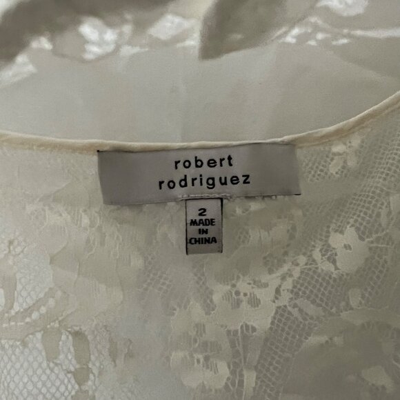 Robert Rodriguez Womens Cream Silk Chiffon Inner Lace Sleeveless Top Blouse 2 - Picture 5 of 5